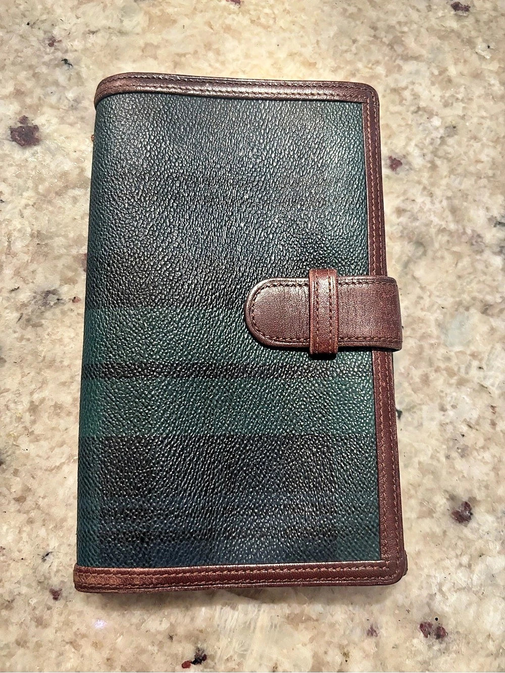 Vintage Polo Ralph Lauren Blackwatch Tartan Plaid Leather Wallet Brown Leather